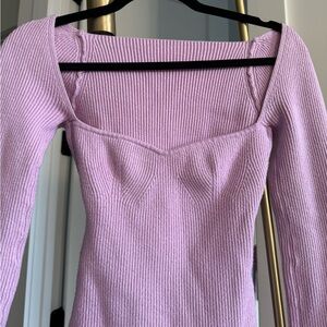 Pink cotton sweater sweetheart neckline